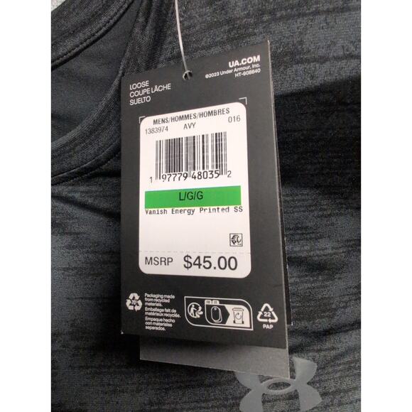 NWT Under Armour Men's UA Vanish Energy Printed Short Sleeve in Anthracite sz L - Picture 5 of 7